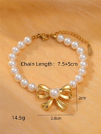 Women Alloy Elegant Pearl Wristband Fashion Jewelry