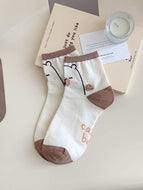 Coffee Color Cute Cartoon Bear Socks