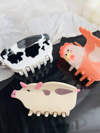 Pig and Cow Small Animal Hair Clips