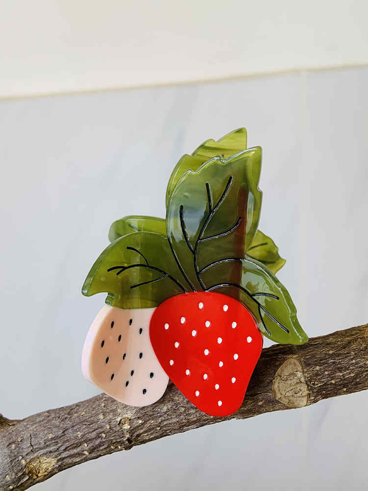 Fruit Two-color Strawberry Hairpin