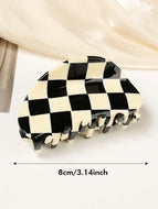 Waffle Claw Colorful Checkered Hair Claw Hair Clip