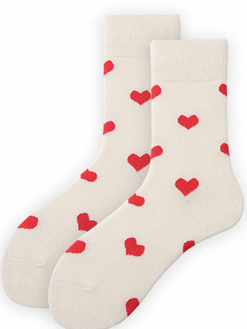 White Love Heart Women's Mid-calf Socks