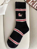 Puppy Embroidered Striped Socks