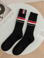 Black White and Grey Women's Mid-length Socks