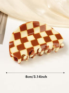 Waffle Claw Colorful Checkered Hair Claw Hair Clip