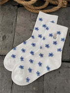 Bunny and Little Floral Socks Retro High Socks