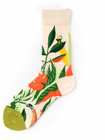 Monkey Flower Pattern Creative Socks