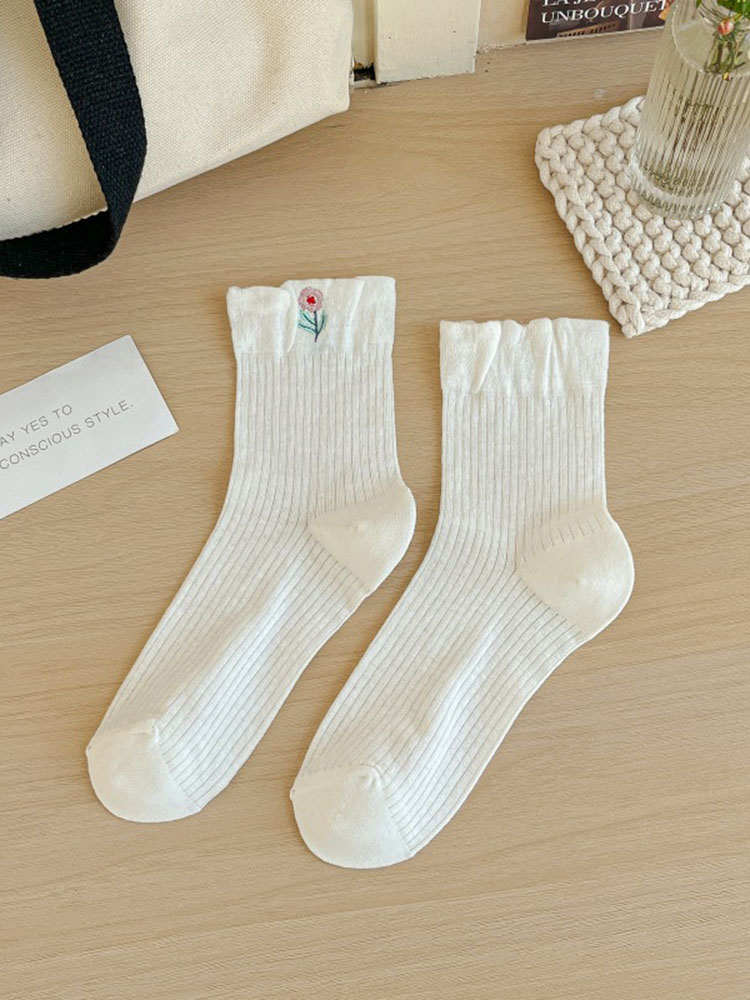 Lovely Floral Embroidered Socks