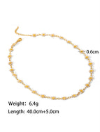 Gold Enameled Daisy Choker Necklaces Earring