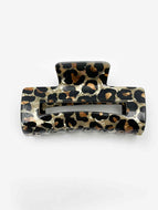 Leopard Print Square Hollow Hair Clip for Women