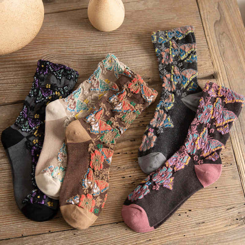 Butterfly and Flower Ethnic Style Socks