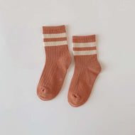 New Solid Striped Print Socks