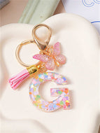 Butterfly Fringe Letter Key Chain