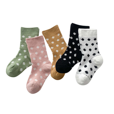 Girls Student Sports Socks with Polka Dot Print Socks