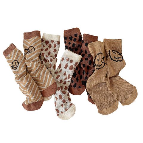 Leopard Print Smiley Socks for Children Baby High Socks