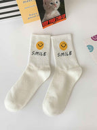 Black  White Smiley Couple Casual Socks