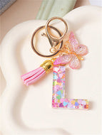 Butterfly Fringe Letter Key Chain