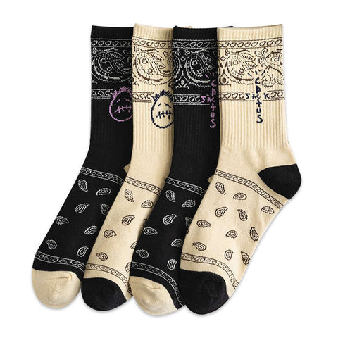 Long Tube Black and White Retro Waist Pattern Socks