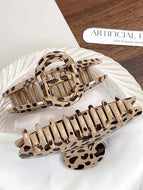 Beige Leopard Print Hair Clip