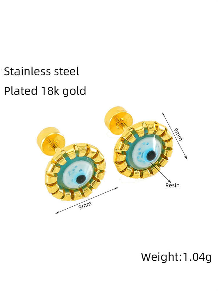 Eye Polishing Plating Stainless Steel 18K Gold Plated Ear Studs