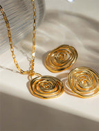 Spiral Circle Pendant Necklace Jewelry Set