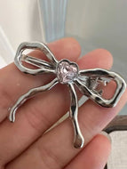 Silver Rhinestone Bow Hairpin