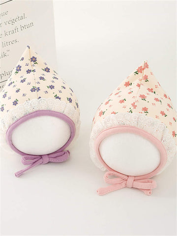 Floral Baby Lace-up Ear Hat