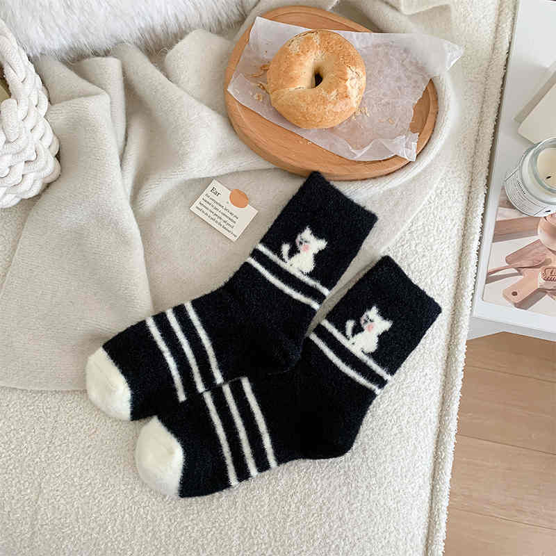 Kitten and Bear Warm Socks