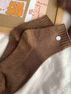 Shell Button Solid Color Socks