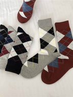 Rhombus Plaid Casual Men's Socks