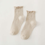 Ruffled Cuffed Low Top Socks Knitted Lace Socks