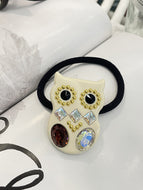 Owl Rhinestone Glitter Hairband Rubber Band