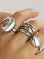 Geometric Metal Ring Set Vintage Rings