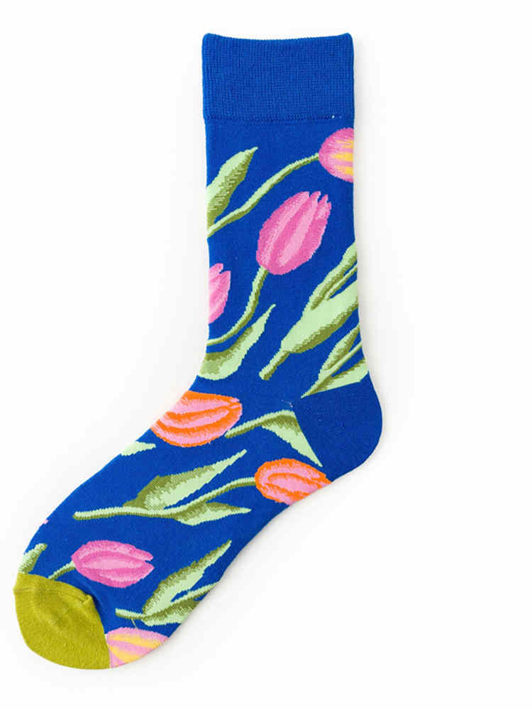 Blue Tulip Flowers Socks