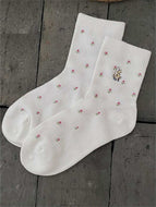 Bunny and Little Floral Socks Retro High Socks