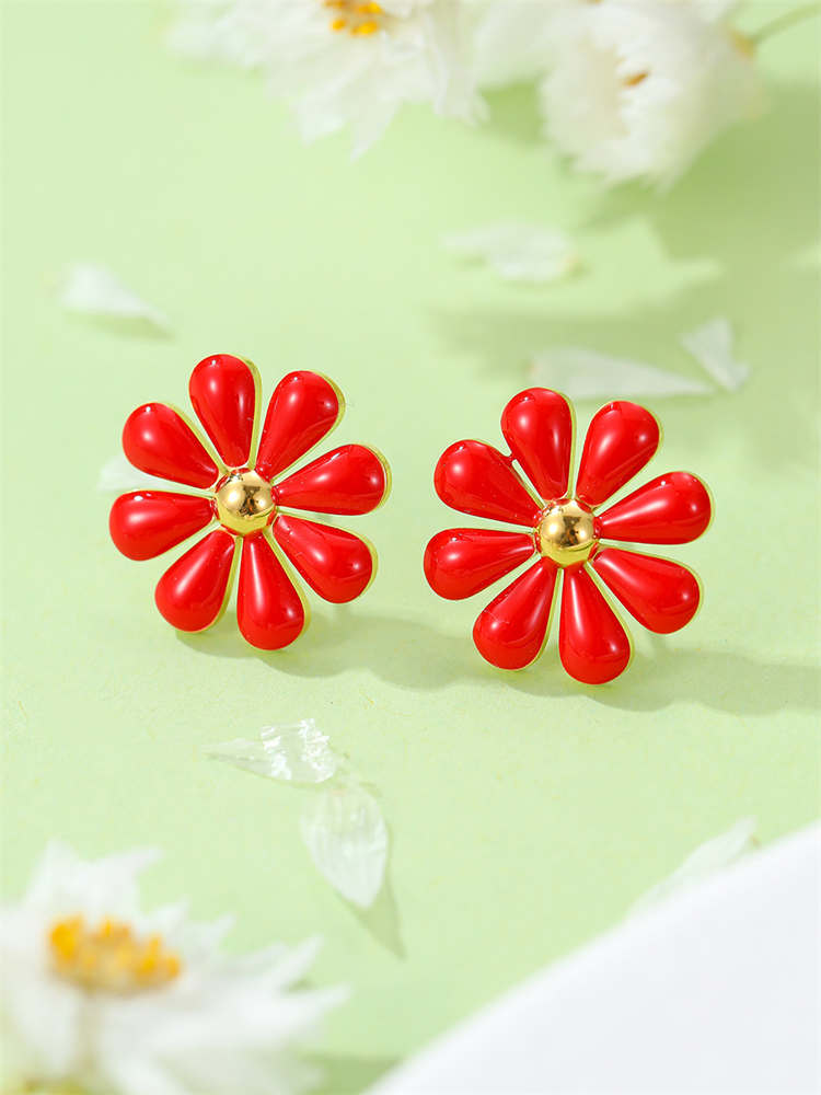 Daisy Titanium Steel Earrings Colorful Jewelry