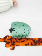 Green Strawberry Fruit Hair Clip