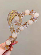 Wave Shaped Beads and Rhinestone Hairpin