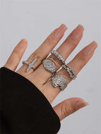 Geometric Metal Ring Set Vintage Rings