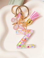 Butterfly Fringe Letter Key Chain