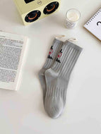 Hot-stamped Lettering All-match Mid-calf Socks