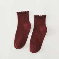 Ruffled Cuffed Low Top Socks Knitted Lace Socks