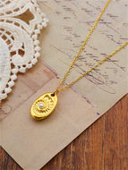 Vintage Gold Oval Pendant Necklace