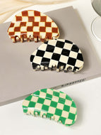 Waffle Claw Colorful Checkered Hair Claw Hair Clip