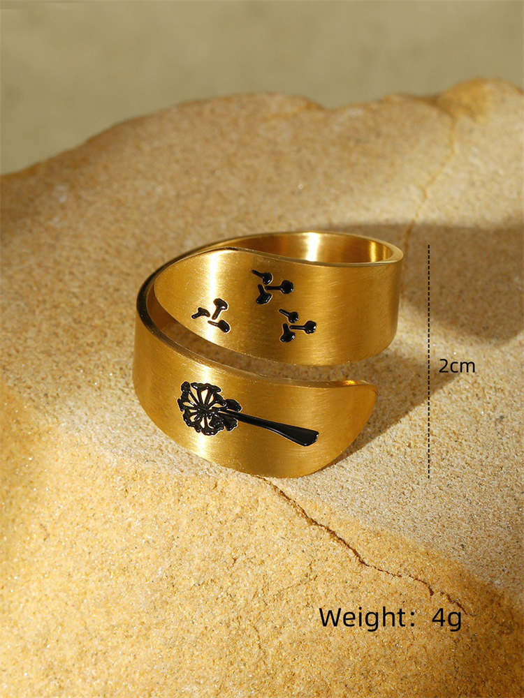 Gold Dandelion Ring Open Ring