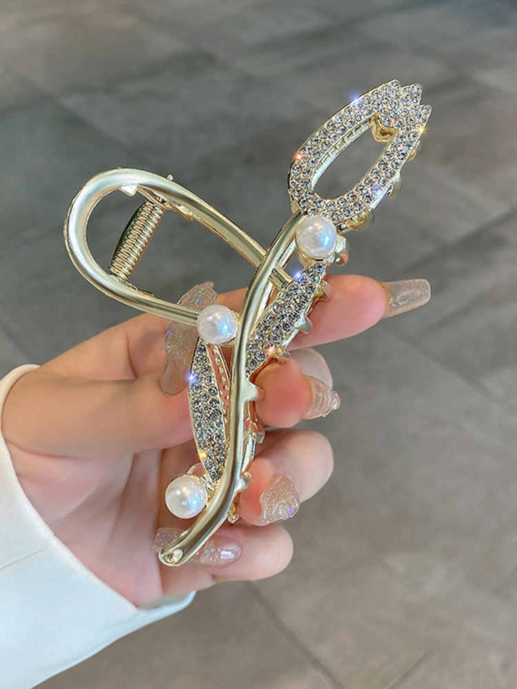 Pearl and Rhinestone Tulip Hairpin