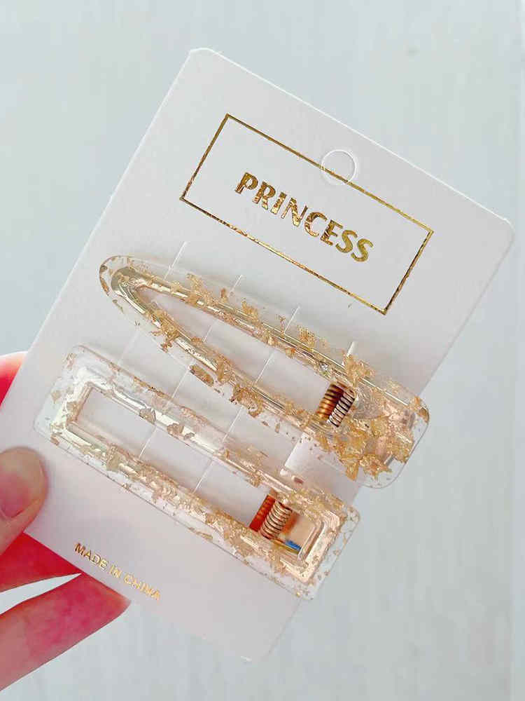 Gold Foil Transparent Hairpin Bangs Clip