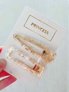 Gold Foil Transparent Hairpin Bangs Clip