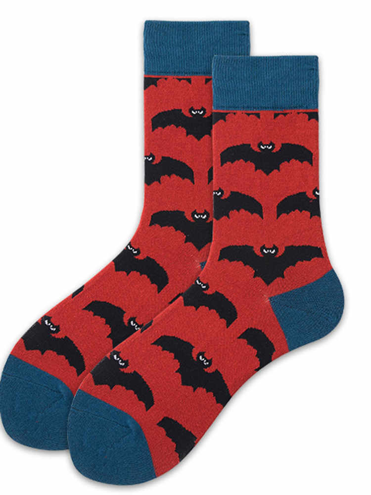 Wine Red Halloween Bat Socks