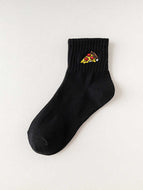 Cartoon Embroidered Pizza Hamburger Socks